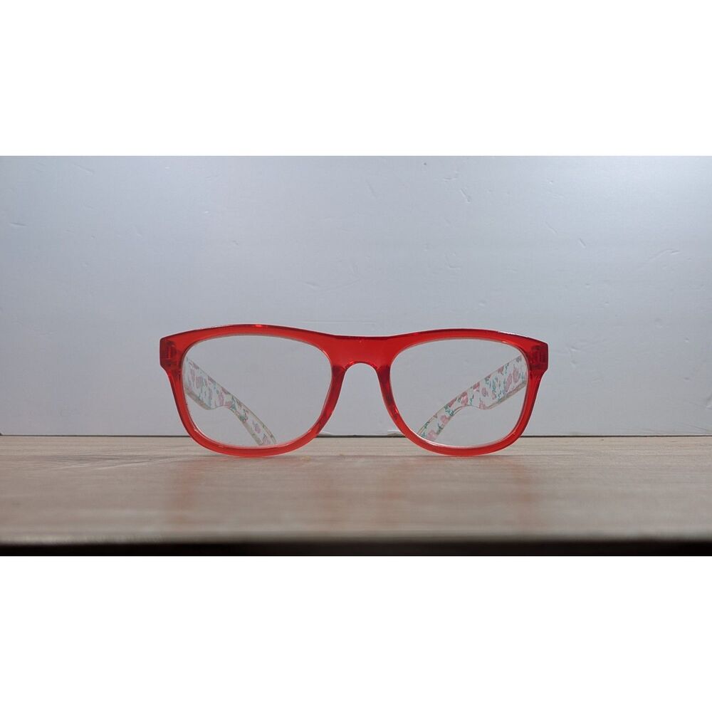 Betsey Johnson Red Floral Eyeglasses Frames Clear Arms